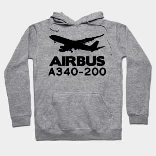 Airbus A340-200 Silhouette Print (Black) Hoodie